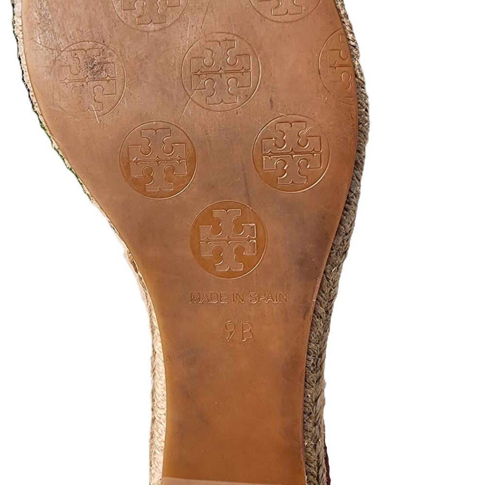 Tory Burch Filipa Canvas Peep Toe Espadrille Wedges 9 - Picture 6 of 10